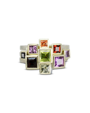 Princess Cut Gemstone White Gold Stacking Ring Set Ring Pruden and Smith   