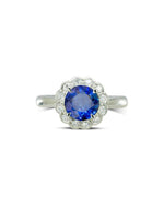 Sapphire and Diamond Scalloped Edge Cluster Ring Ring Pruden and Smith   