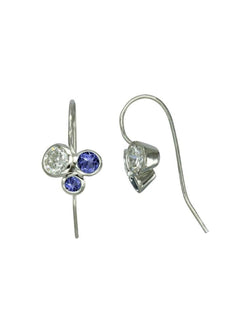 Trefoil Aquamarine Diamond Cluster Earrings Earrings Pruden and Smith Tanzanite  
