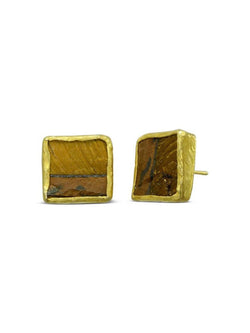 Tiger's Eye Square Stud Earrings Earrings Pruden and Smith 12mm  