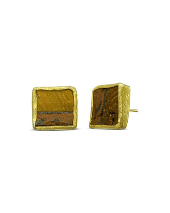 Tiger's Eye Square Stud Earrings Earrings Pruden and Smith 12mm  