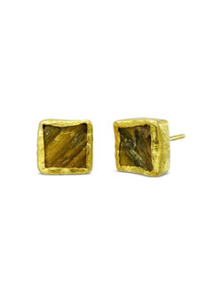 Tiger's Eye Square Stud Earrings Earrings Pruden and Smith 8mm  