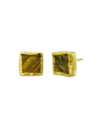 Tiger's Eye Square Stud Earrings Earrings Pruden and Smith 8mm  