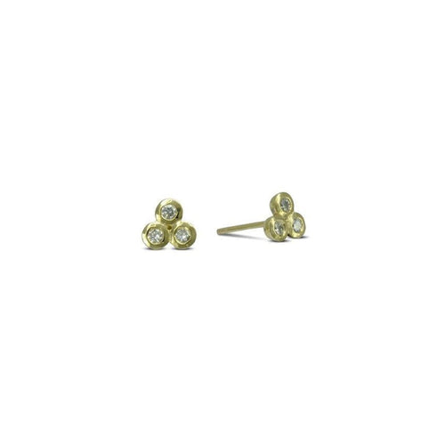 Trefoil 9ct Yellow Gold Diamond Stud Earrings Earrings Pruden and Smith   