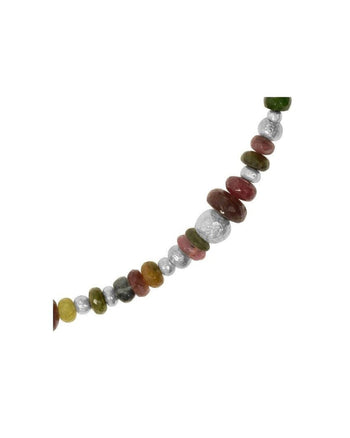 Random Silver Nugget Gemstone Necklace Necklace Pruden and Smith Tourmaline Mixed (pinks/greens/yellows/blues)  
