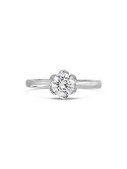 Tulip Claw Set Diamond Platinum Engagement Ring Ring Pruden and Smith   