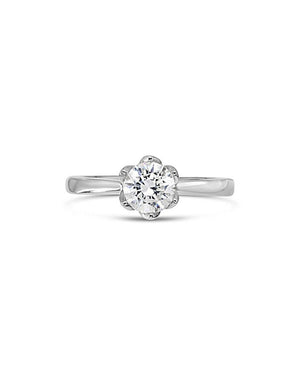 Tulip Claw Set Diamond Platinum Engagement Ring Ring Pruden and Smith   