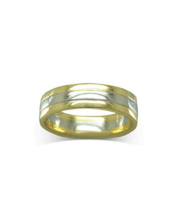 Trap Mixed Metal Gold Flat Wedding Band (6mm) Ring Pruden and Smith   