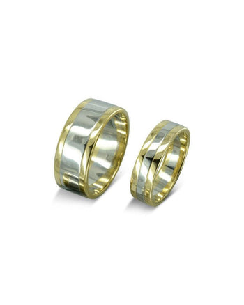 Trap Mixed Metal Gold Flat Wedding Band (6mm) Ring Pruden and Smith   