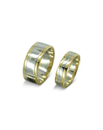 Mixed Metal Gold Flat Wedding Band (6mm) Ring Pruden and Smith   