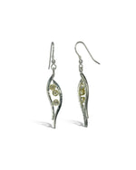 Forged Two Colour Gold Diamond Drop Earrings Earrings Pruden and Smith   