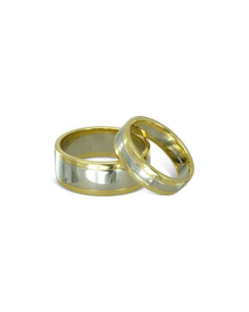 Two Tone Gold Flat Wedding Band Ring Pruden and Smith   