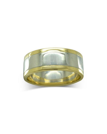 Two Tone Gold Flat Wedding Band Ring Pruden and Smith   