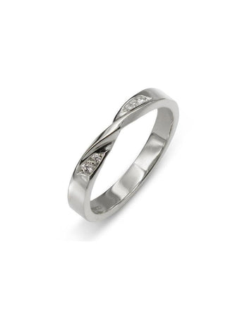 Wedding Ring with Twist Ring Pruden and Smith Platinum 3mm with 4 diamonds 