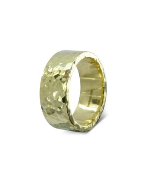 Wide Hammered Gold Wedding Band Ring Pruden and Smith   