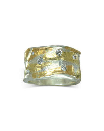 Hammered Mixed Metal Diamond Ring (Wide) Ring Pruden and Smith   