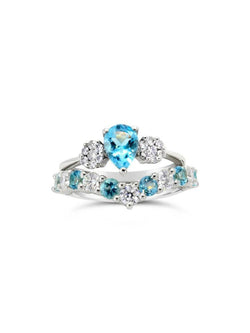 Wishbone Half Eternity Diamond Aquamarine Ring Ring Pruden and Smith   