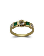 Yellow Gold Emerald Diamond Ring Ring Pruden and Smith   