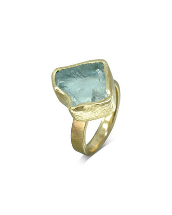 Aquamarine Chunk Yellow Gold Dress Ring Ring Pruden and Smith   