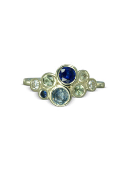 Water Bubbles Teal and Blue Sapphire Diamond Cluster Ring Ring Pruden and Smith   