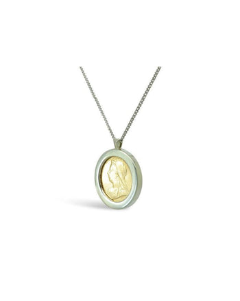 Chunky Coin Solid 9ct White Gold Pendant Pendant Pruden and Smith   