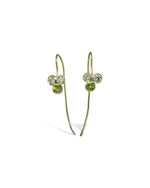 Trefoil Yellow Gold Diamond and Peridot Hook Earrings Earrings Pruden and Smith   