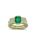 Yellow Gold Emerald and Diamond Trilogy Ring Ring Pruden and Smith   