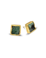 Rough Emerald Stud Earrings Earrings Pruden and Smith 8mm Square  