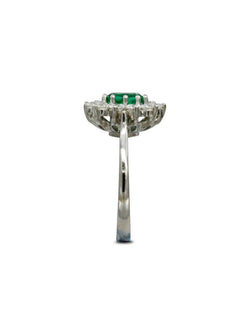 Vintage Emerald and Diamond Cluster Ring Ring Pruden and Smith   