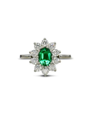 Vintage Emerald and Diamond Cluster Ring Ring Pruden and Smith   