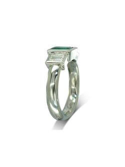 Emerald and Diamond Platinum Trilogy Ring Ring Pruden and Smith   