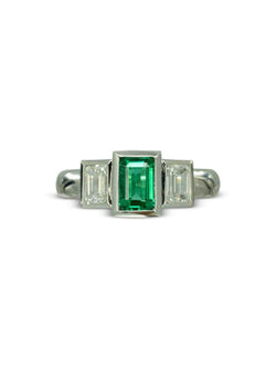 Emerald and Diamond Platinum Trilogy Ring Ring Pruden and Smith   