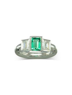 Emerald and Diamond Platinum Trilogy Ring Ring Pruden and Smith   