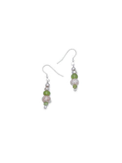 Nugget Silver and Gemstone Drop Earrings Earrings Pruden and Smith Peridot (Lime Green)  