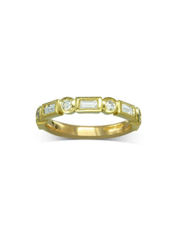 Alternating Baguette and Round Diamond Half Eternity Ring Ring Pruden and Smith   