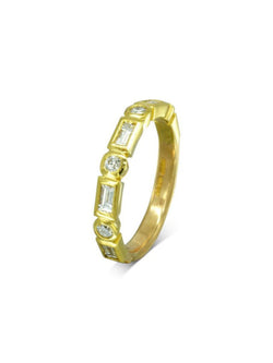 Alternating Baguette and Round Diamond Half Eternity Ring Ring Pruden and Smith 18ct Yellow Gold 40% Set Band 