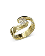 Flat Twist 18ct Yellow Gold Diamond Engagement Ring Ring Pruden and Smith Default Title  