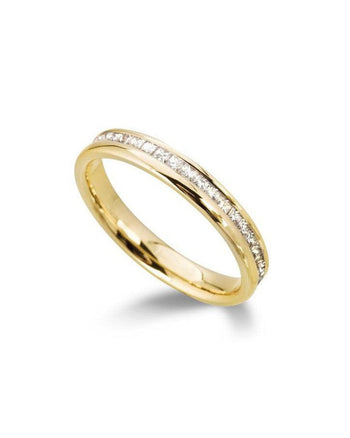 SALE Yellow Gold Princess Cut Diamond Eternity Ring SIZE L.5 OR R.5 Ring Pruden and Smith   