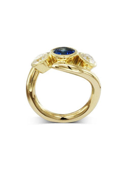 Spiky Gemstone and Diamond Yellow Gold Trilogy Ring Ring Pruden and Smith   