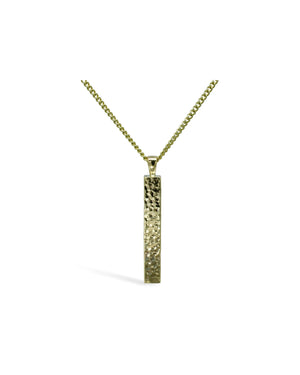 Hammered 9ct Yellow Gold Bar Pendant Pendant Pruden and Smith   