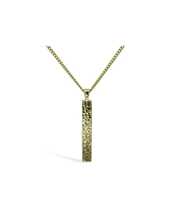 Hammered 9ct Yellow Gold Bar Pendant Pendant Pruden and Smith   