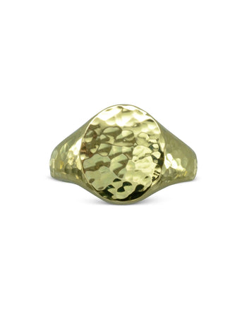 Hammered Yellow Gold Signet Ring Ring Pruden and Smith   