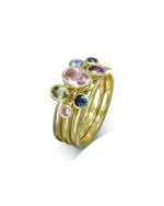 Multi-Coloured Oval Sapphire Stacking Ring Set Ring Pruden and Smith   