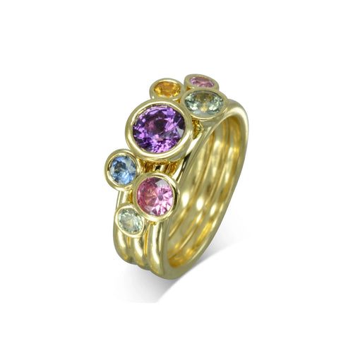 Multi-Coloured Round Sapphire Stacking Ring Set Ring Pruden and Smith   