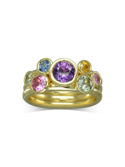 Multi-Coloured Round Sapphire Stacking Ring Set Ring Pruden and Smith   