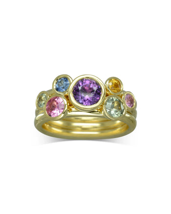 Multi-Coloured Round Sapphire Stacking Ring Set Ring Pruden and Smith   