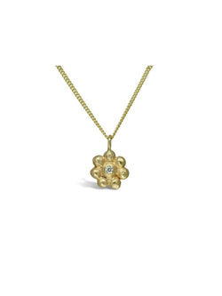 Nugget Flower 9ct Gold and Diamond Pendant Pendant Pruden and Smith   