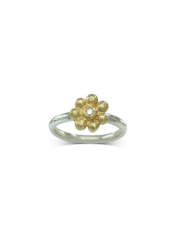 Nugget Silver and Gold Diamond Flower Ring Ring Pruden and Smith   