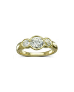 Old Cut Diamond Yellow Gold Trilogy Ring Ring Pruden and Smith   