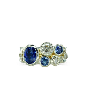 Sapphire and Diamond Stacking Ring Set Ring Pruden and Smith   